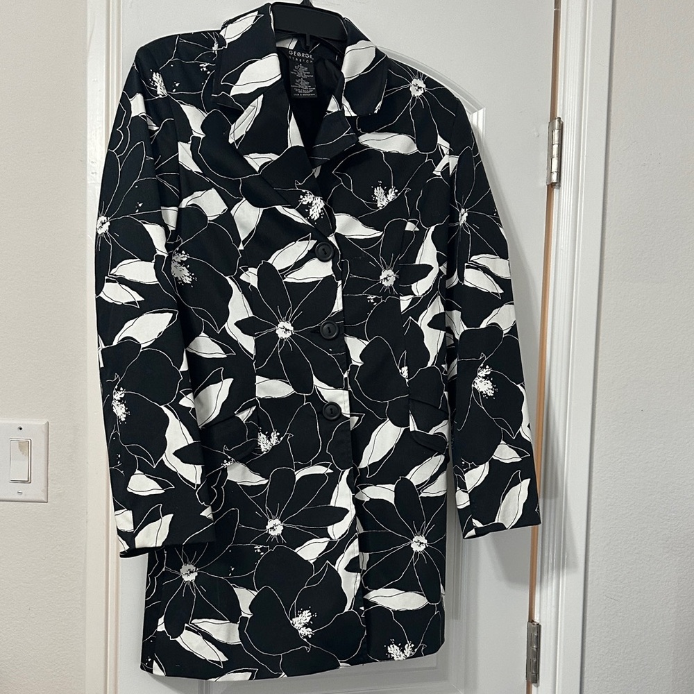 George Black and White Floral Blazer